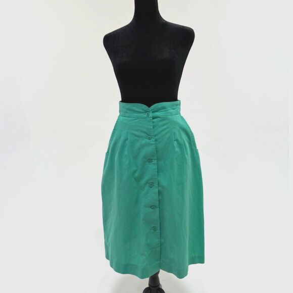 Sears Dresses & Skirts - Sears Jr Bizarre vintage 70s teal knee length cotton a-line skirt